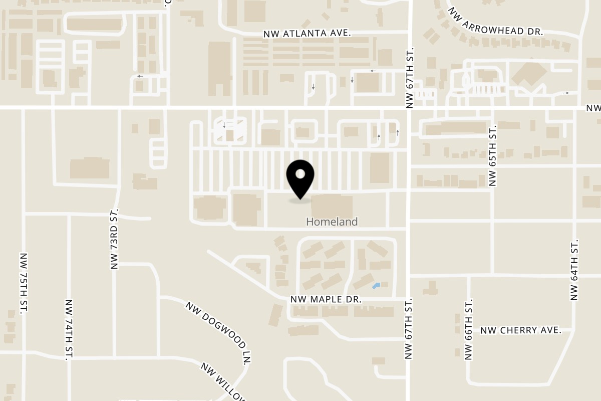 Map showing the location of Nami Korean-Japanese Restaurant on 6742 NW Cache Rd in Lawton